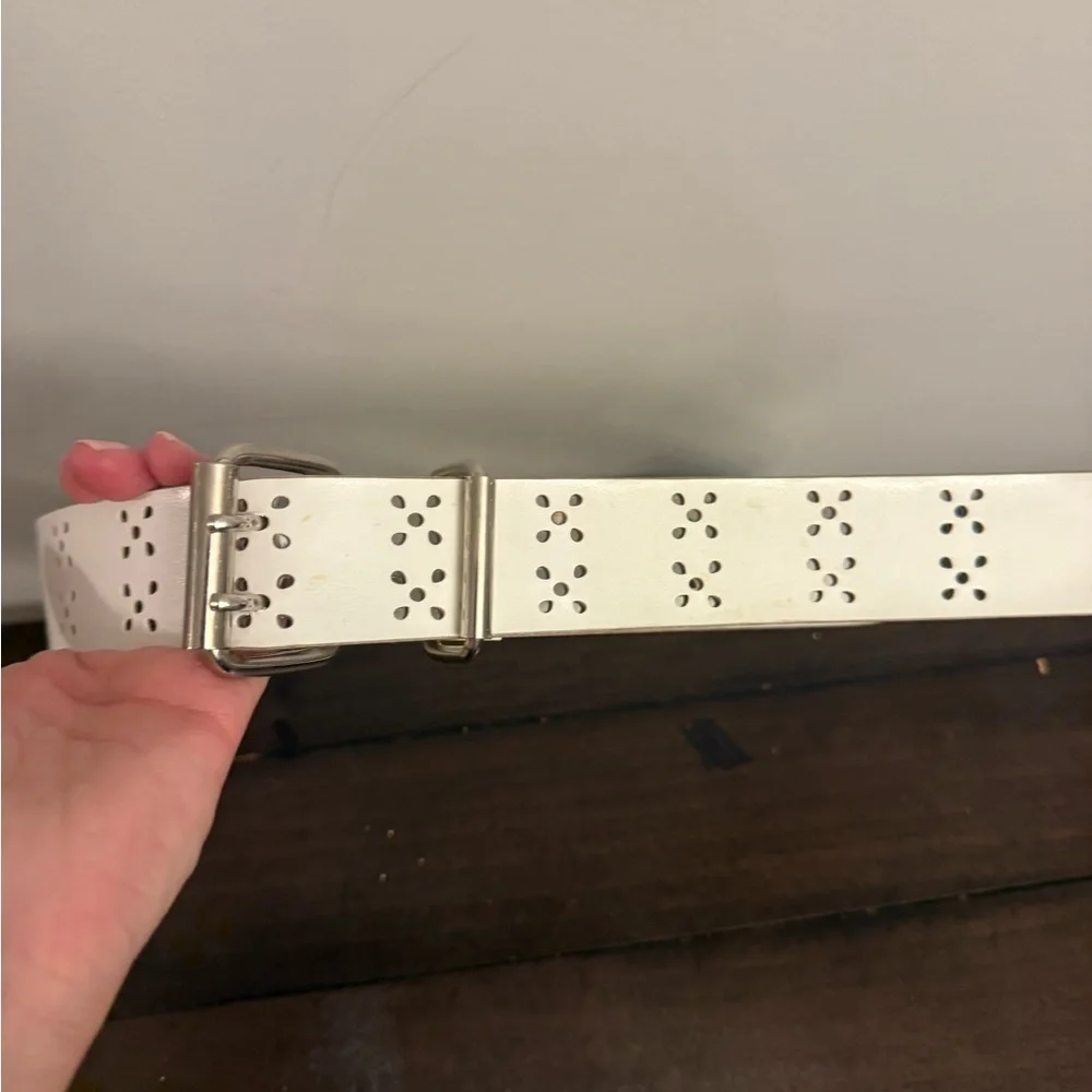White Perforated Belt